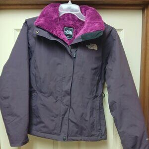 North Face Purple Women’s Small Hyvent Winter Coat Pink Sherpa Lining With Hood